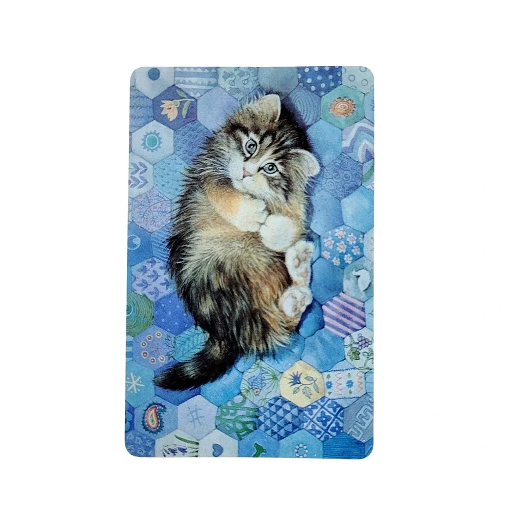 VTG 90s Lesley Ivory Cats Card Bookmark- Agneatha Kitten Quilt 1990 Antioch W222
